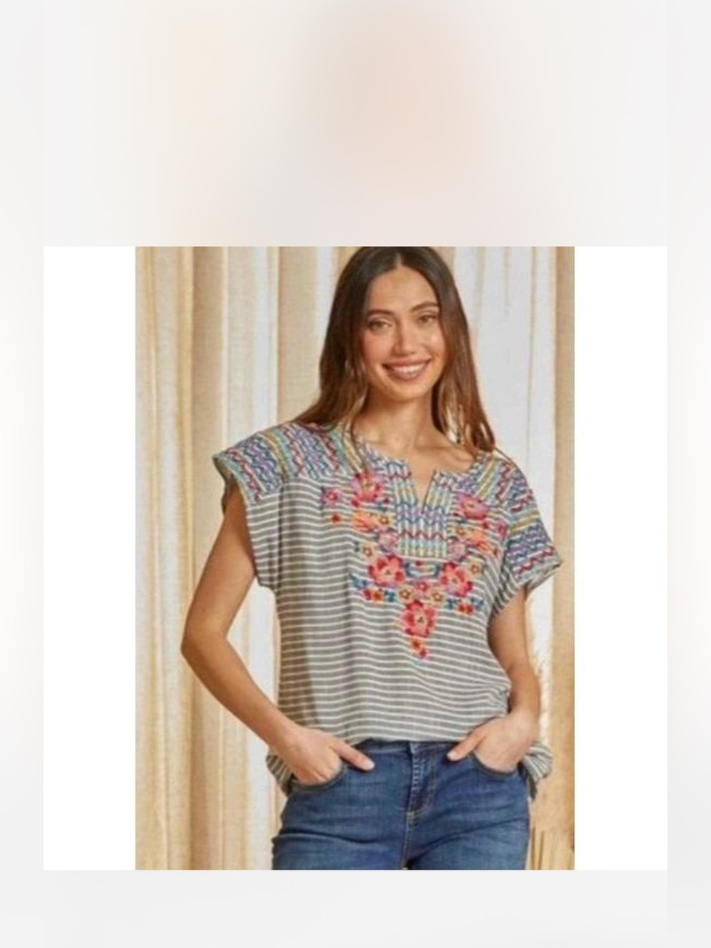 Savanna Jane 100% Rayon Bloomin PromisesEmbroidered Blouse tops  size S
